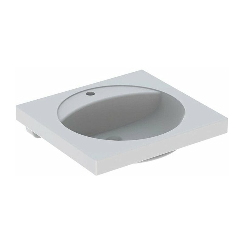 

Geberit Preciosa Lavabo con repisa, 60x55cm, orificio para grifería central, sin rebosadero, Blanco