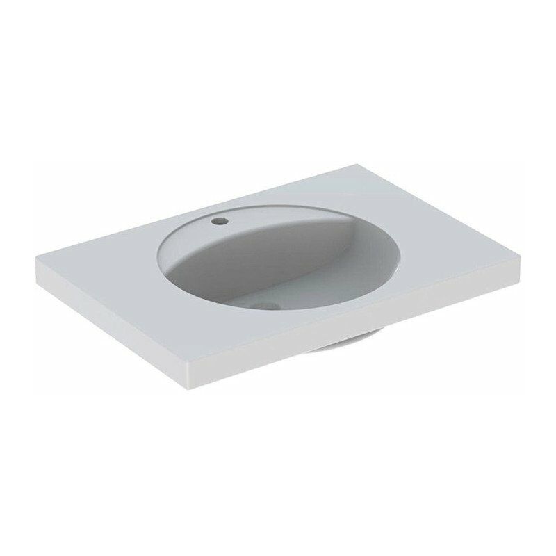 

Geberit Preciosa Lavabo con repisa, 80x55cm, orificio central para grifería, sin rebosadero, Blanco