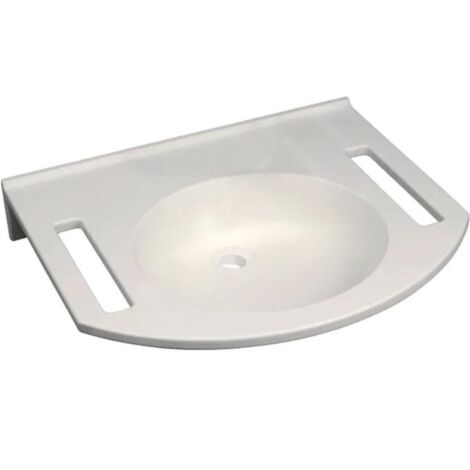 Geberit Publica - Lavabo adapté aux PMR, 600x550x115 mm, sans trop-plein, sans trou pour le robinet, blanc alpin 501.041.00.1