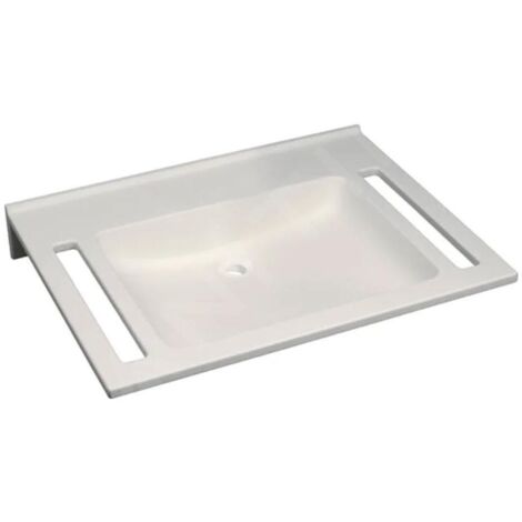 Geberit Publica - Lavabo adapté aux PMR, 700x550x115 mm, sans trop-plein, sans trou pour le robinet, blanc alpin 501.043.11.1