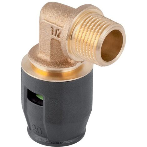 Geberit PushFit Übergangsbogen 90 Grad mit Außengewinde, d 16mm, R 1/2″, Rotguss bleifrei
