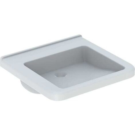 Geberit Renova Comfort Lavabo Quadrato, adatto a persone con mobilità ridotta, 55x52,5cm, senza foro rubinetto, senza troppopieno, Bianco
