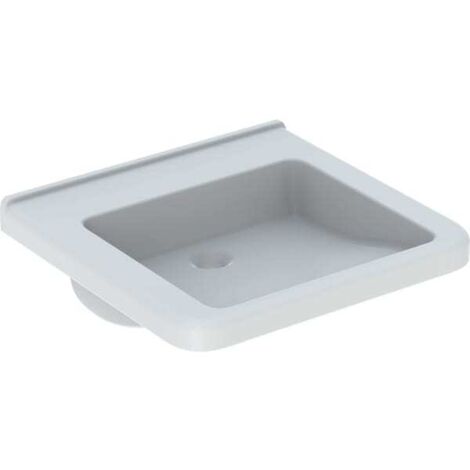 Geberit Renova Comfort Lavabo Quadrato, adatto a persone con mobilità ridotta, 55x52,5cm, senza foro rubinetto, senza troppopieno, Bianco