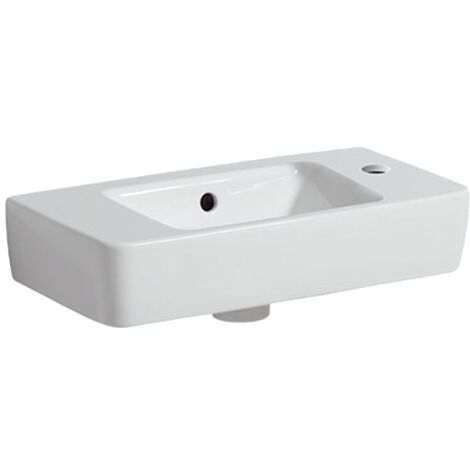 Geberit Renova Compact Handwaschbecken Ablagefläche links verk. Ausladung 50x15x25cm Hahnloch rechts Überlauf sichtbar Weiß