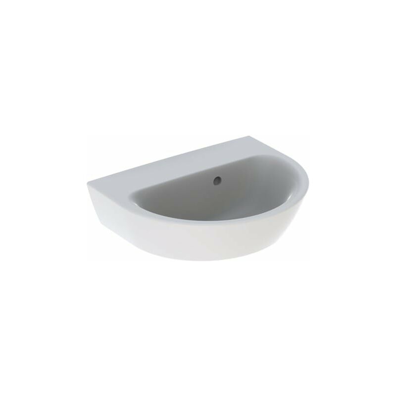 

Geberit Renova Lavabo de mano, sin orificio para el grifo, desbordamiento asimétrico, color: Blanco, con KeraTect - 500.495.01.8