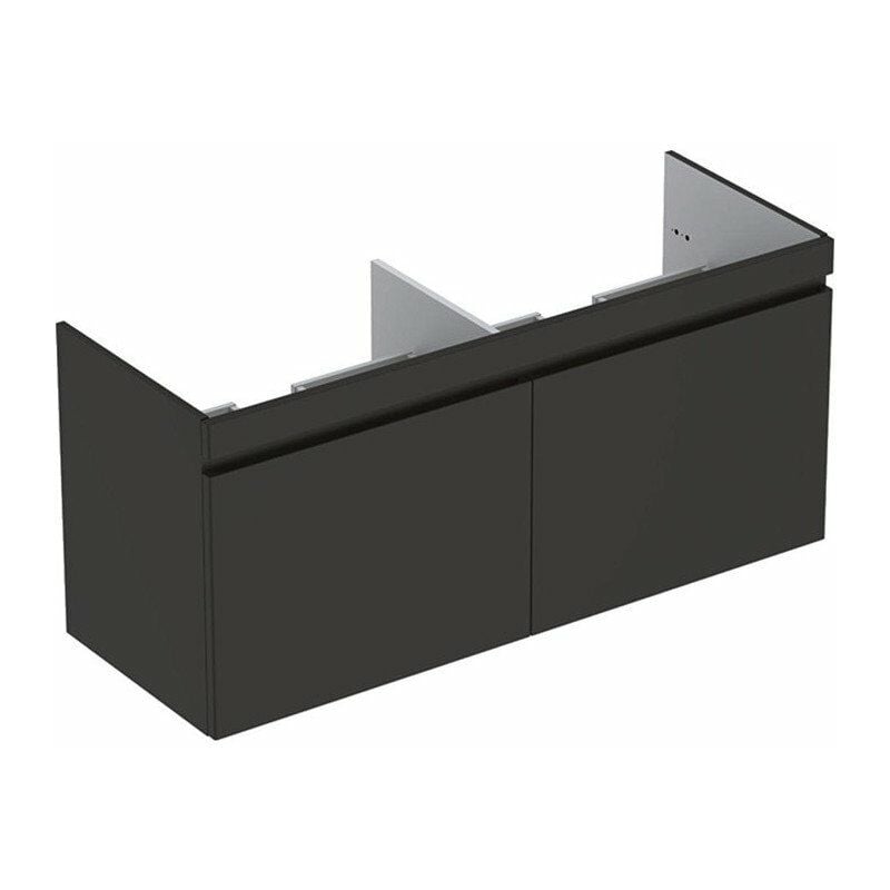 

Mueble bajo para lavabo doble para mueble Geberit Renova Plan, con dos cajones y dos cajones ingleses: Ancho 129cm, Alto 58,5cm, Fondo 47,3cm, Gris