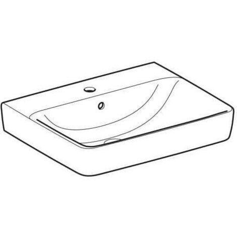 Geberit Renova Plan, Aufsatz-Waschtisch , 60x48 cm, 1 Hahnloch,