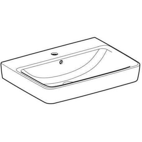 Geberit Renova Plan, Aufsatz-Waschtisch , 65x48 cm, 1 Hahnloch,