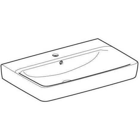 Geberit Renova Plan, Aufsatz-Waschtisch , 75x48 cm, 1 Hahnloch,