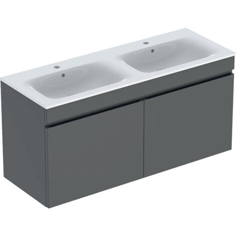 Geberit Renova Plan Set avec lavabo double et meuble sous-lavabo,