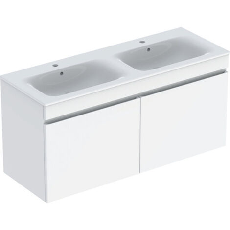 Geberit Renova Plan Set avec lavabo double et meuble sous-lavabo,