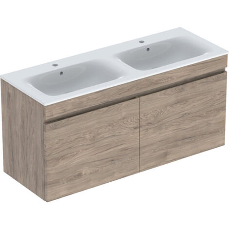 Geberit Renova Plan Set avec lavabo double et meuble sous-lavabo,