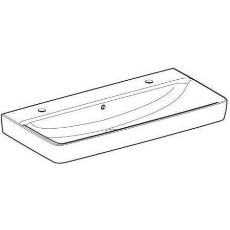 Geberit Renova Plan, Waschtisch , 100x48 cm, 2 Hahnlöcher, mit