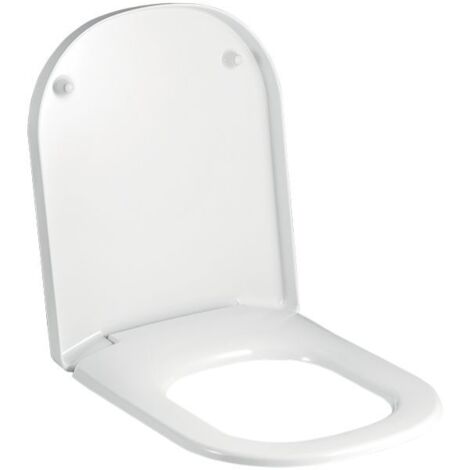 Geberit Renova Plan WC-Sitz eckiges Design, Befestigung von oben mit Absenkautomatik, Befestigung von oben, Weiß glänzend