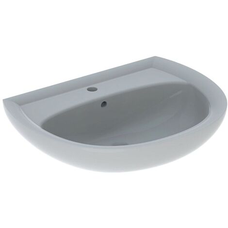 Geberit Renova Waschtisch, Breite 65cm, Tiefe 51cm, Hahnloch mittig, Überlauf sichtbar, Manhattan