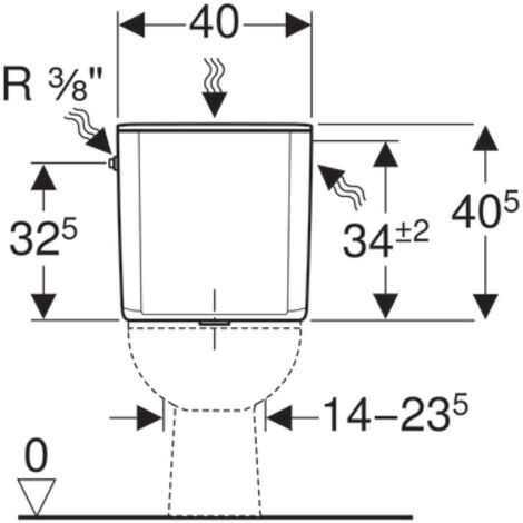 Geberit – Réservoir de chasse d'eau apparent – Rinçage interrompable – Alimentation latérale ou arrière – Isolation condensation – Volume réglable 6/9L - AP128