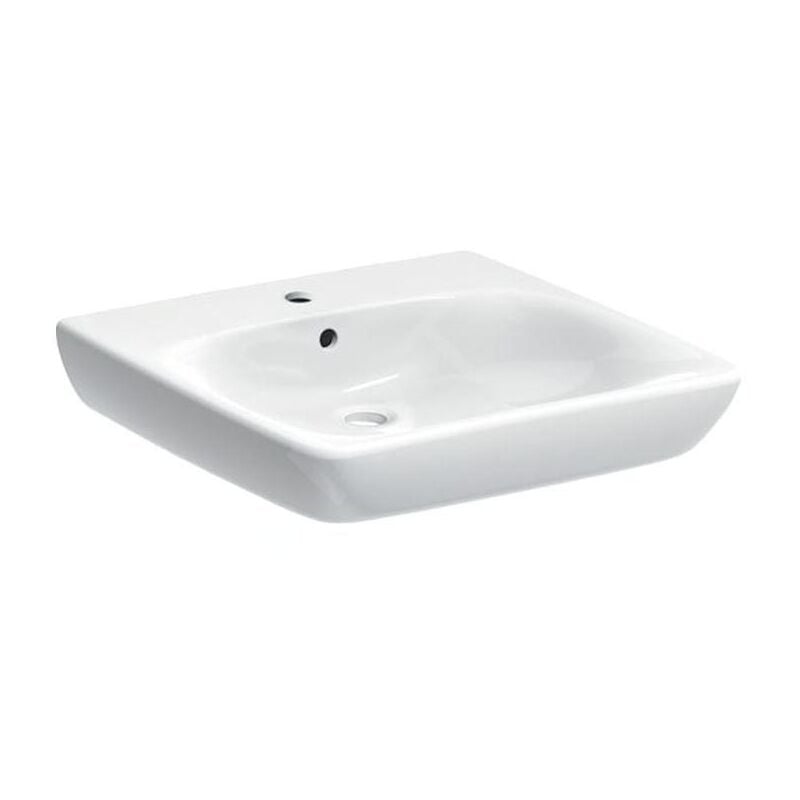 Geberit - Selnova Comfort - Lavabo 550x550 mm, pour personnes à mobilité réduite, avec un trou de robinetterie, avec trop-plein,