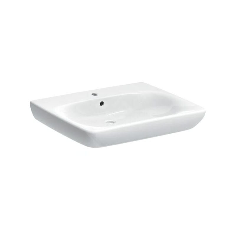 Geberit - Selnova Comfort - Lavabo 650x550 mm, pour personnes à mobilité réduite, avec un trou de robinetterie, avec trop-plein,