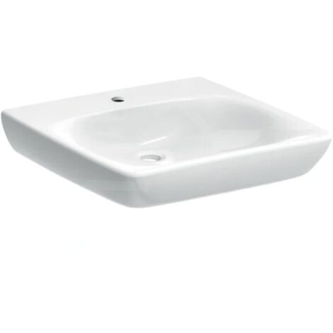 Geberit Selnova Comfort - Lavabo adapté aux PMR, 60x55 mm, sans trop-plein, trou pour le robinet, blanc 502.770.00.7