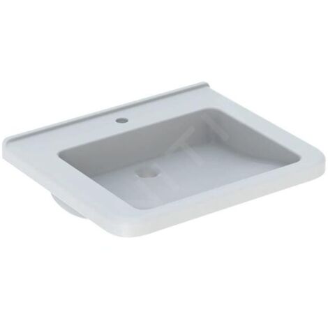 Geberit Selnova Comfort - Lavabo Square, 650x550 mm, pour personne à mobilité réduite, avec un trou de robinetterie, sans
