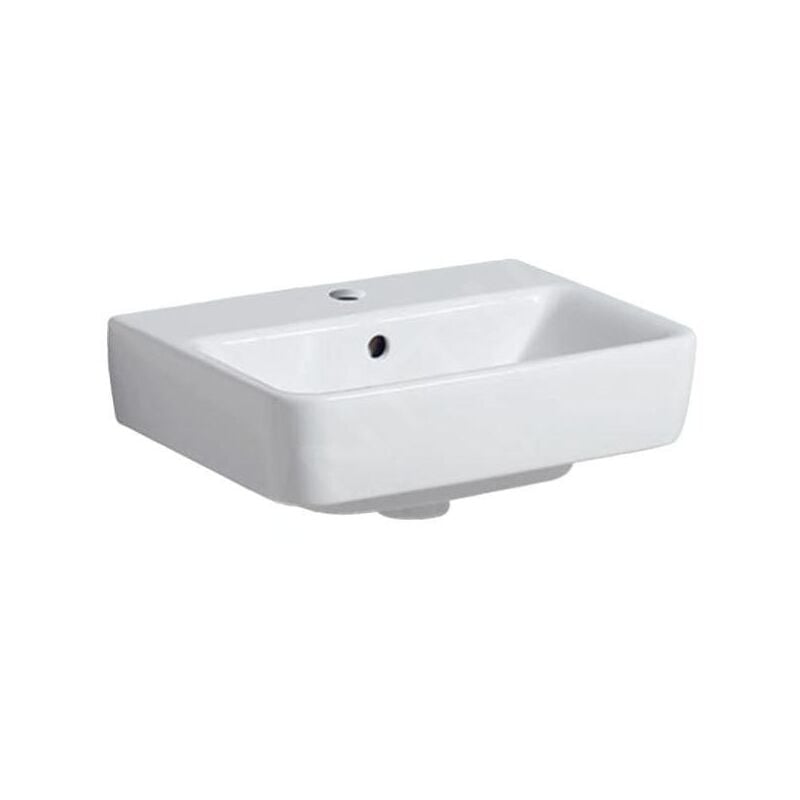 Geberit - Selnova Compact - Lave-mains 450x340 mm, avec un trou de robinetterie, avec trop-plein, blanc 501.561.00.7