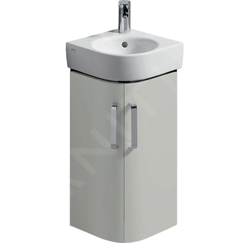 Geberit - Selnova Compact - Meuble pour lavabo, 425x330x604 mm, 2 portes, gris brillant / gris mat 501.483.00.1