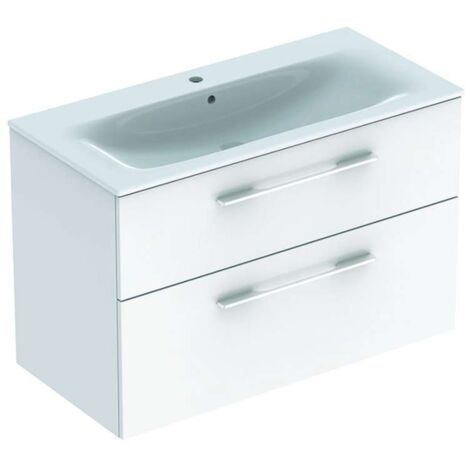 Geberit Selnova Square - Armario de lavabo 64x99x48 cm, con lavabo, 2 cajones, blanco brillante 501.244.00.1