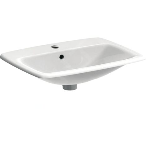Geberit Selnova Square - Lavabo 600x450 mm, avec un trou de robinetterie, avec trop-plein, blanc 500.307.01.1