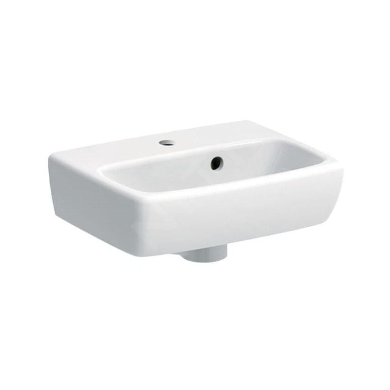 Geberit - Selnova Square - Lave-mains 360x280 mm, avec un trou de robinetterie, avec trop-plein asymétrique, blanc 500.316.01.7