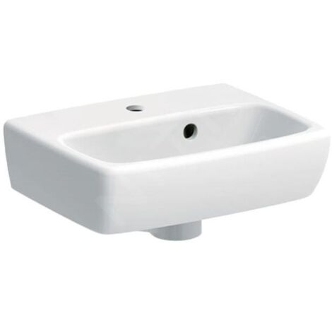 Geberit Selnova Square - Lave-mains 360x280 mm, avec un trou de robinetterie, avec trop-plein asymétrique, blanc 500.316.01.7