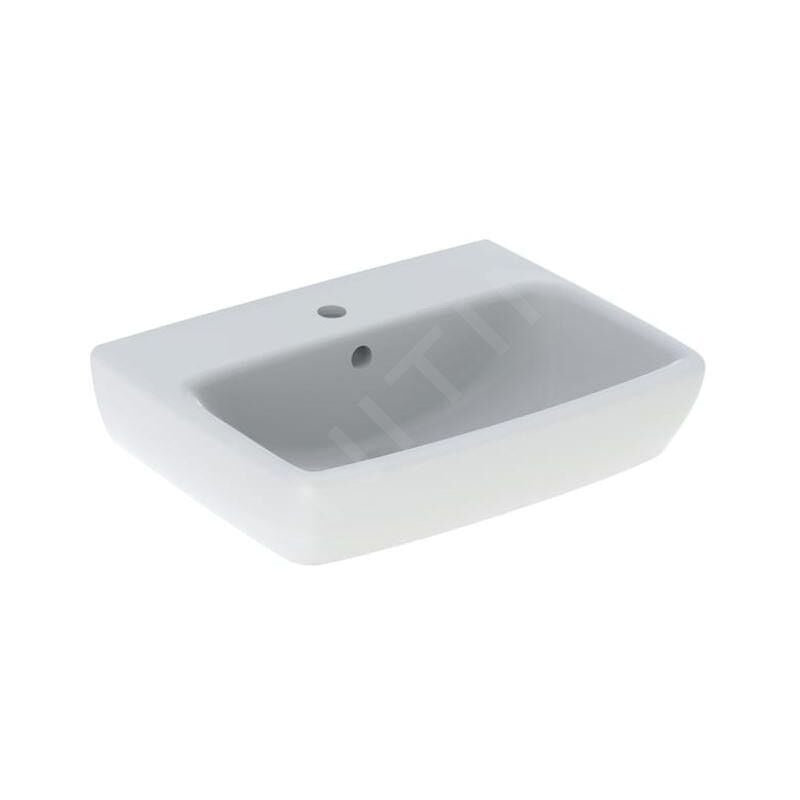 Geberit - Selnova Square - Lave-mains 500x420 mm, avec un trou de robinetterie, avec trop-plein, blanc 500.310.01.7