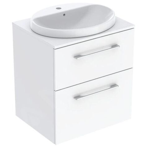 Geberit Selnova Square - Meuble avec lavabo, 59x50x70 cm, 2 tiroirs, blanc brillant 502.868.00.1