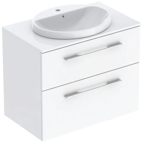 Geberit Selnova Square - Meuble avec lavabo, 79x50x70 cm, 2 tiroirs, blanc brillant 502.872.00.1