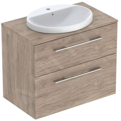 Geberit Selnova Square - Meuble avec lave-mains, 79 x 50 x 70 cm, 2 tiroirs, noix de hickory 502.874.00.1