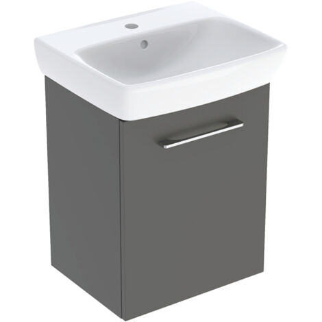 Geberit Selnova Wall Hung 1-Door Vanity Unit with Handrinse Basin 500mm Wide - Lava