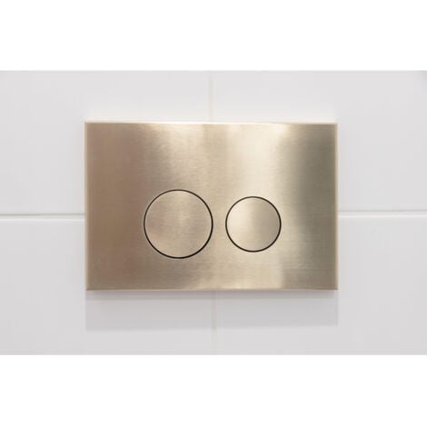 QeramiQ Push Metal Plaque de commande - pour bâti-support Geberit UP320 - double chasse(dualflush ) - boutons ronds - métal doré brossé