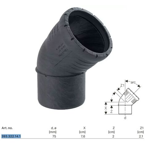 GEBERIT Silent-Pro Curva 45° Ø75Mm Polipropilene - 393.322.14.1