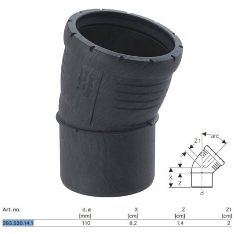 Geberit Silent-Pro Curva, DN 100, dø 110 mm, 393.520.14.1