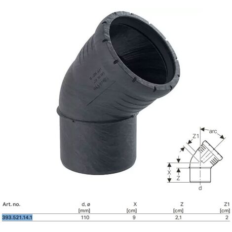 Geberit Silent-Pro Curva, DN 100, dø 110 mm, 393.521.14.1