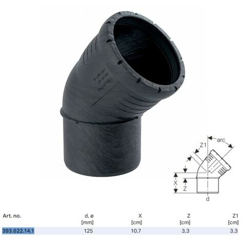 Geberit Silent-Pro Curva, DN 125, dø 125 mm, 393.622.14.1
