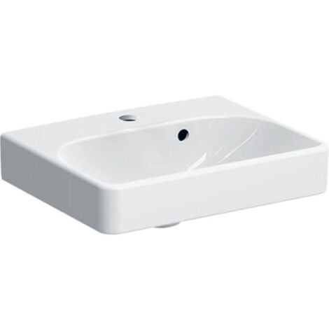 Geberit Smyle Square Handwaschbecken 500222, 45x36cm, mit Hahnloch, mit Überlauf asymmetrisch, Farbe: Weiß - 500.222.01.1