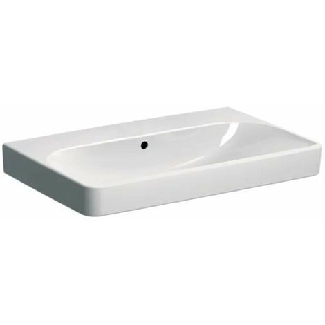 Geberit Smyle Square - Lavabo 75x48x17 cm, con troppopieno, senza foro per miscelatore, bianco 500.249.00.2