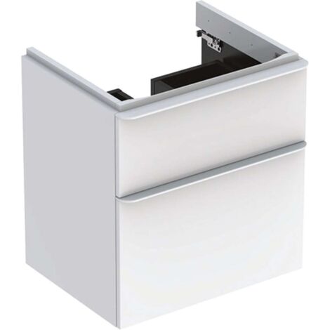 Geberit Smyle Square - Mueble de lavabo, 58x47x62 cm, 2 cajones, blanco brillante/blanco mate 500.352.00.1