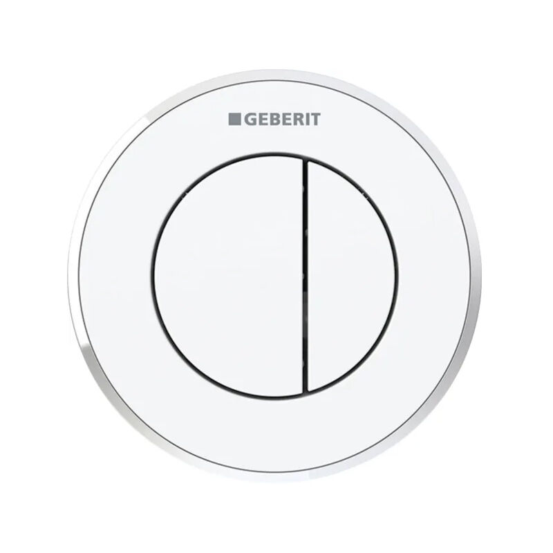 Type 10 Pneumatic Dual Flush Plate Button for 80mm Concealed Cistern - White / Gloss Chrome - Geberit