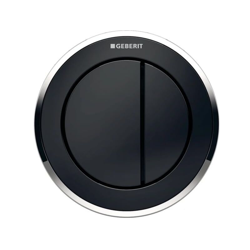 Type 10 Pneumatic Dual Flush Plate Button for Concealed Cistern - Black / Gloss Chrome - Geberit