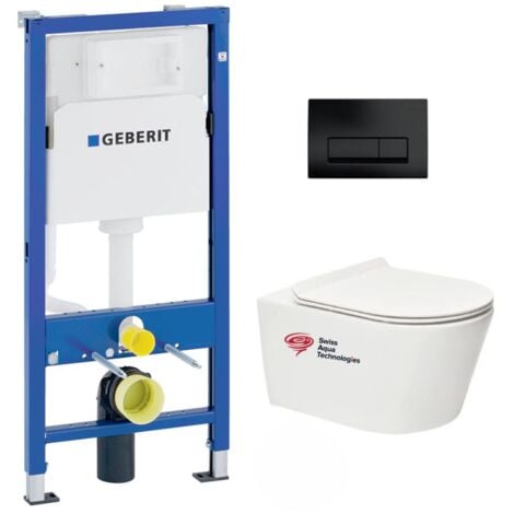 Geberit UP100 Toilet Frame + Swiss Aqua Technologies rimless + ultra-thin seat (BREVISGEB10)