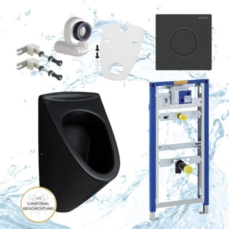 Geberit Urinal Element Onyx Urinal ohne Deckel Drückerplatte schwarz Komplettset