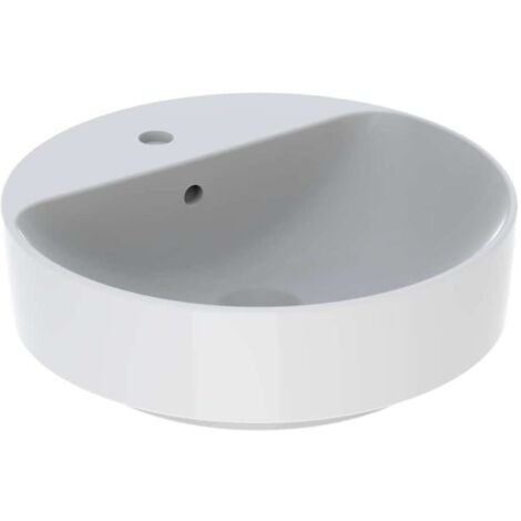 Geberit VariForm - Aufsatzwaschtisch, Durchmesser 45 cm, mit Überlauf, Hahnloch, Weiß 500.769.01.2