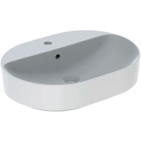 Geberit VariForm - Lavabo da appoggio 60x45 cm, con troppopieno, foro per miscelatore, bianco 500.777.01.2