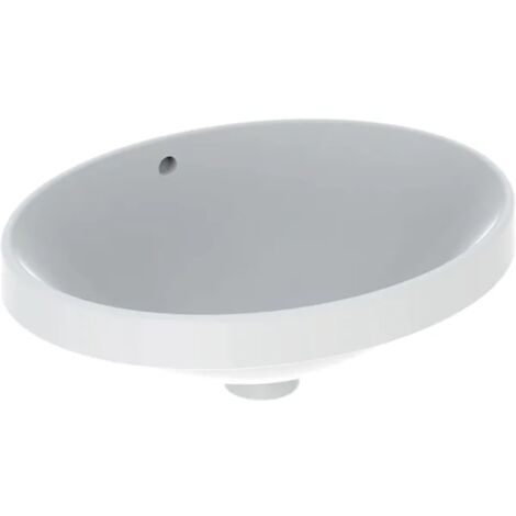Geberit – Vasque à encastrer ovale 50x40cm en céramique blanche sans trou de robinetterie – Trop-plein inclus – Design moderne pour salle de bains